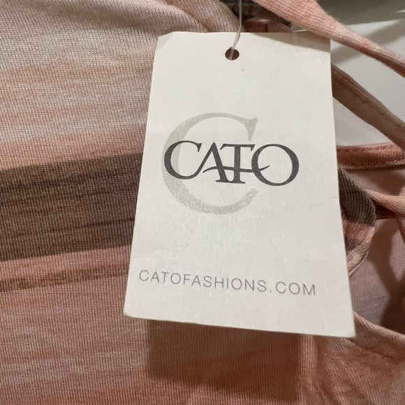 NWT Cato Sportswear ladies Large stretchy striped pink tunic with tie up back - Picture 4 of 4